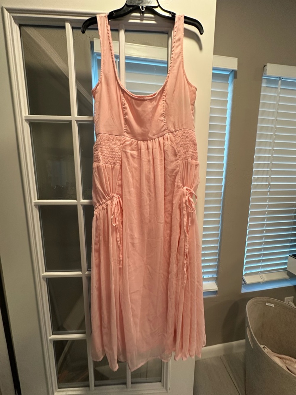 ASOS Light Pink Sleeveless Maxi Dress with Smocked Waist